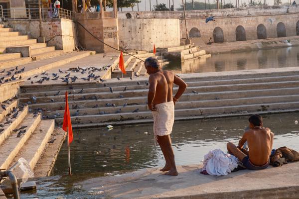 Morning Bathing at the Ghats of Pushkar Lake, Rajasthan Pushkar, India
