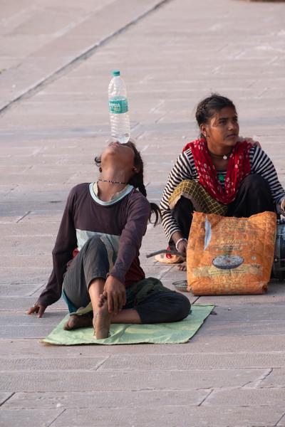 Street Performer Balancing a Water Bottle, Ajmer District (Rajasthan) Pushkar, India