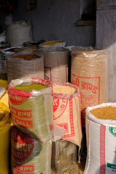 Sacks of Pulses and Grains in a Jaipur Market Store (Dec 26, 2023) Jaipur, India