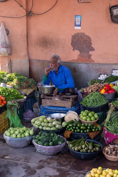 Vegetable Vendor at a Street Market in Jaipur, India Jaipur, India