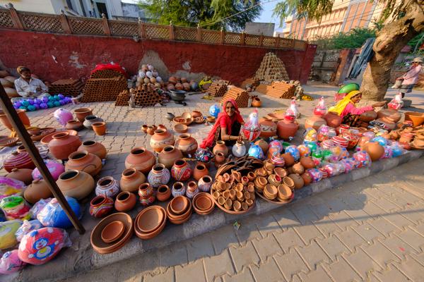 Pottery market on a Jaipur sidewalk Jaipur, India