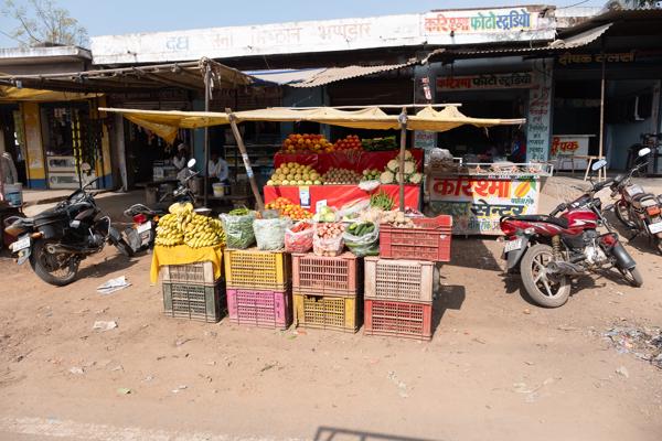 Roadside fruit and vegetable stall in Rajasthan, India Peechupara Khurd, India