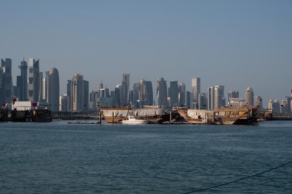 Doha Waterfront with Skyscrapers and Traditional Dhows Doha, Qatar