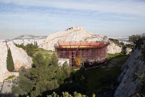 Scaffolding-covered Circular Venue On a Hill Above Athens Athens, Greece