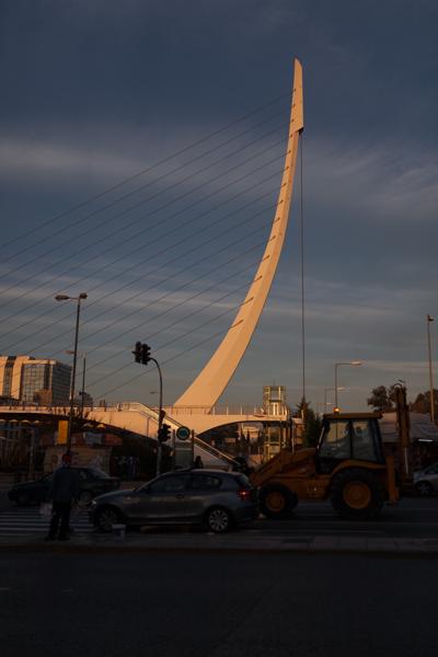 Sunset at a Modern Cable-Stayed Bridge in Athens Athens, Greece
