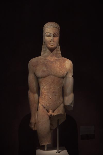 Ancient Standing Stone Statue in a Museum Athens, Greece