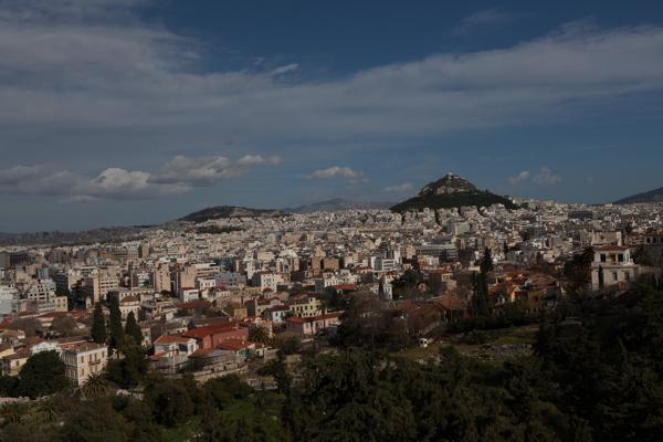 Athens Cityscape with Lycabettus Hill under a Clear Sky Athens, Greece