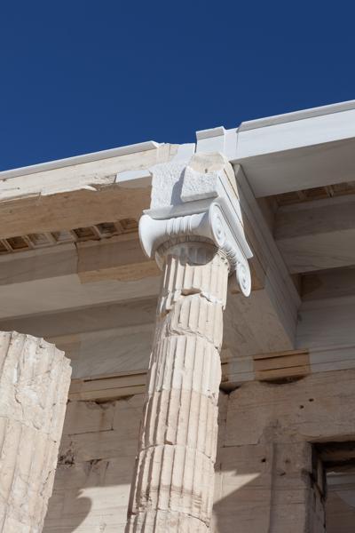 Close-up of a classical Ionic column in Athens Athens, Greece