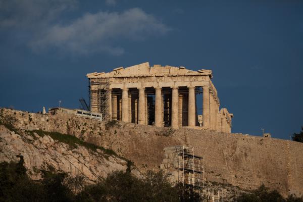 The Parthenon on the Acropolis under restoration Athens, Greece