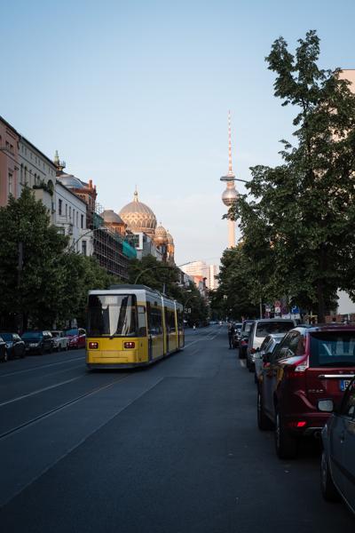 Tram and TV Tower near the New Synagogue in Berlin Berlin, Germany