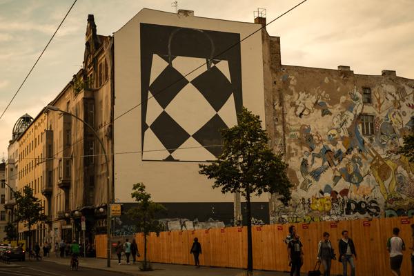 Large geometric mural on Berlin street corner Berlin, Germany