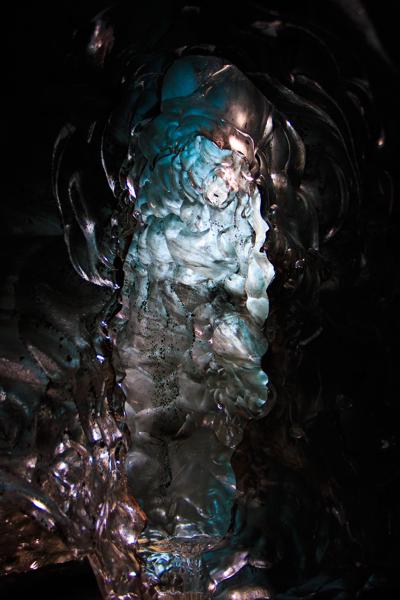 Blue Ice Cathedral in a Dark Ice Cave Iceland