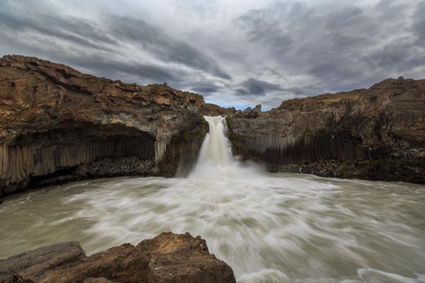 Icelandic Basalt Canyon Waterfall at Dusk Iceland