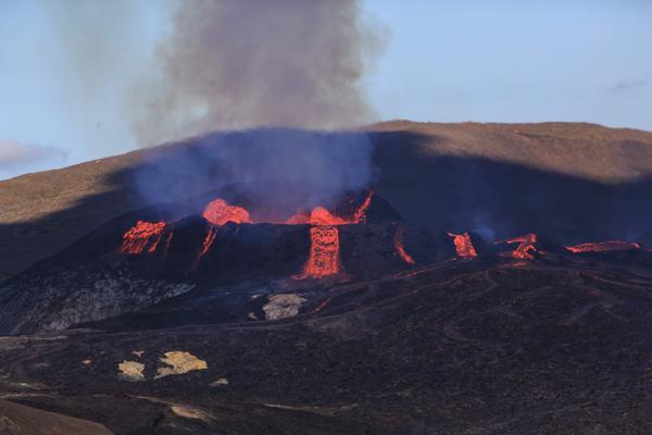 Active Lava Eruption in a Volcanic Field Iceland