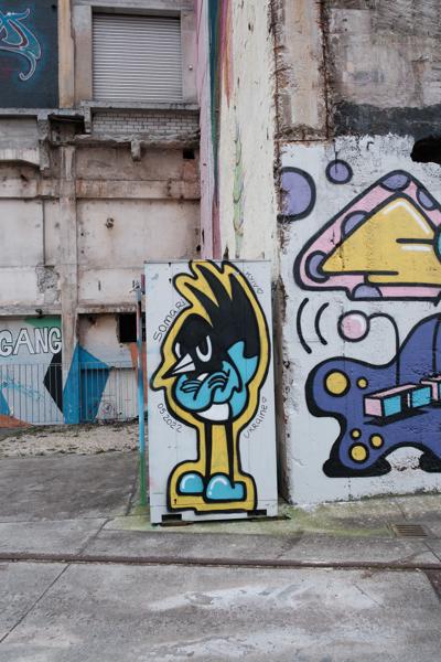 Urban Graffiti World: Colorful Cartoon on a Weathered Wall Bezirk Lebern, Switzerland