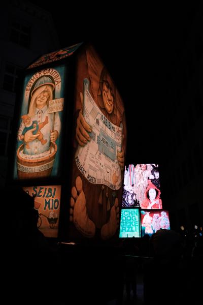 Nighttime Fasnacht Parade Illuminated Floats in Basel Basel, Switzerland