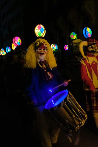 Basel Fasnacht Night Parade with Colorful Lantern Masks Basel, Switzerland