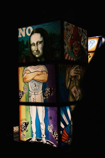 Colorful Illuminated Cube Art Installation Basel, Switzerland