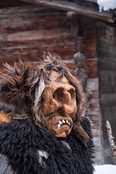 Tschäggättä Wooden Mask and Fur Costume in the Lötschental, Switzerland Wiler (Lötschen), Switzerland