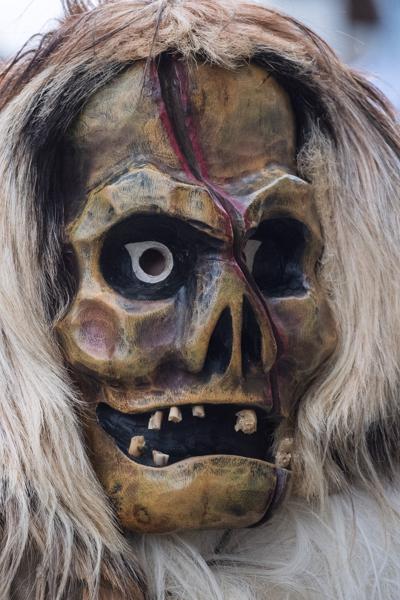 Tschäggättä Carnival Mask Close-Up in the Lötschental Valley, Switzerland Wiler (Lötschen), Switzerland
