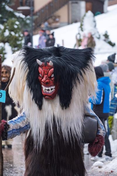 Tschäggättä Masked Figure at a Winter Carnival in the Lötschental Valley, Switzerland Wiler (Lötschen), Switzerland