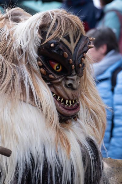 Tschäggättä Carnival Mask Portrait in the Swiss Alps Wiler (Lötschen), Switzerland